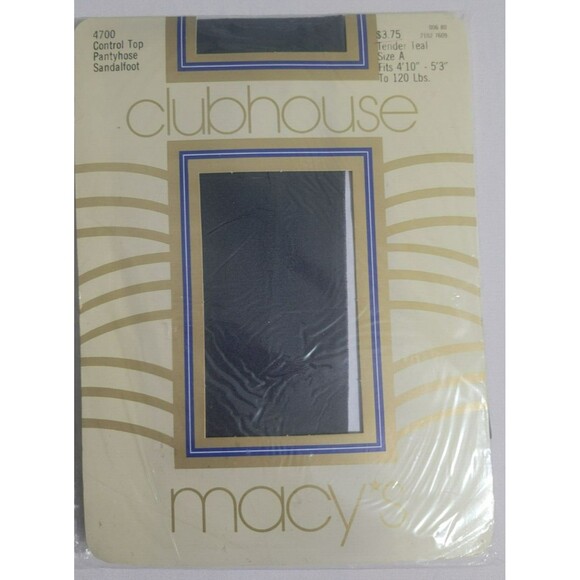 Macy's Clubhouse Control Top Pantyhose Womens Size A Tender Teal Blue Sandalfoot - Picture 1 of 5
